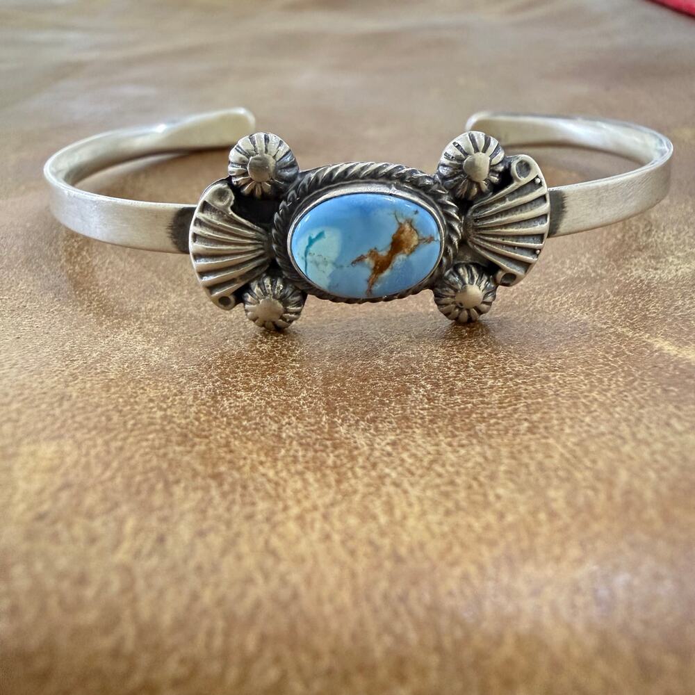 Golden Hill Turquoise & Sterling Silver Cuff by Francisco Native American